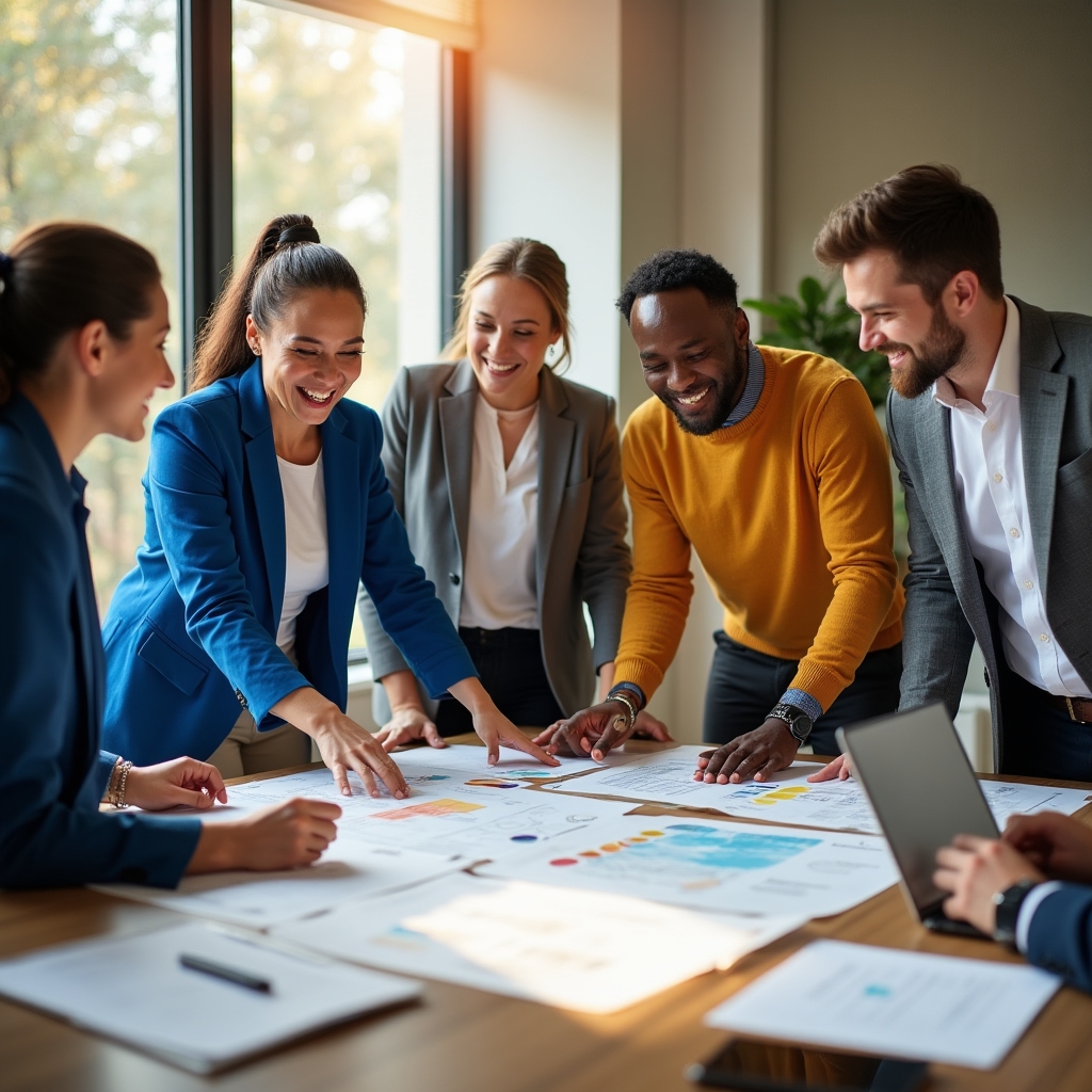 Sesiune de atelier de echipă în cadru corporativ modern